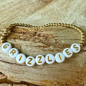 Handmade 14 karat gold filled stretch Grizzlies bracelet